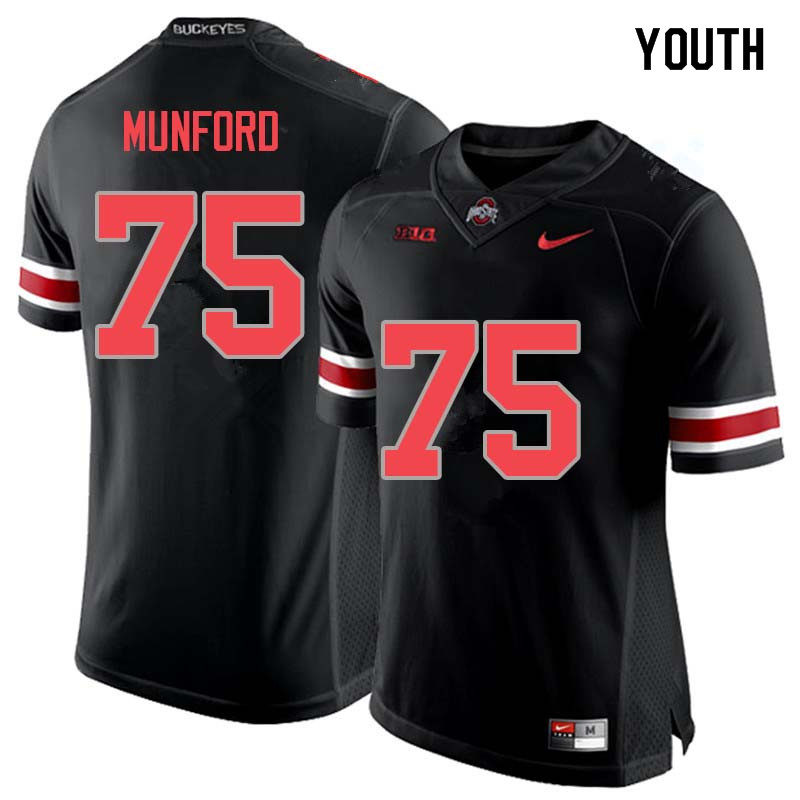 Ohio State Buckeyes Thayer Munford Youth #75 Blackout Authentic Stitched College Football Jersey